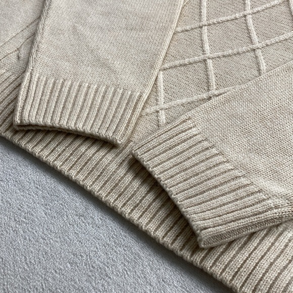 Joseph Abboud Cable/Shaker Knit Mock Neck LS Quarter Button Pullover Sweater - Picture 9 of 16